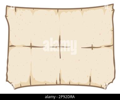 Antique and unfolded papyrus or scroll in cartoon style and outlines. Stock Vector