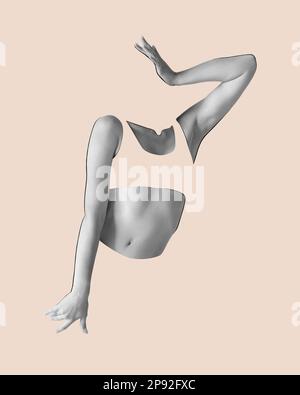 Premium Photo  Creative collage with young slim lady and drawn silhouette  around perfect body