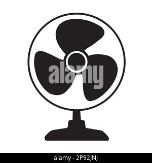 A black and white three blade fan on white background with copy space Stock Vector