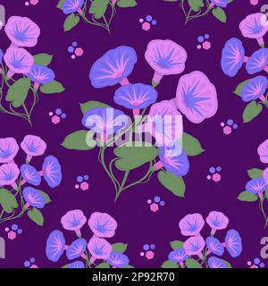 Morning glories, colorful seamless pattern Stock Vector