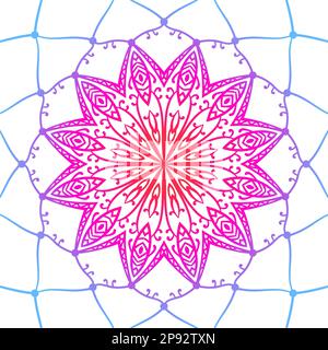 Hand drawn mandala dream catcher gradient multicolored background, Round ornamental texture vector Stock Vector