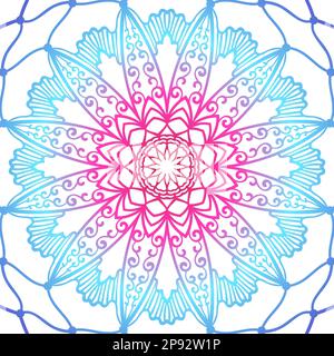 Hand drawn mandala dream catcher gradient multicolored background, Round ornamental texture vector Stock Vector