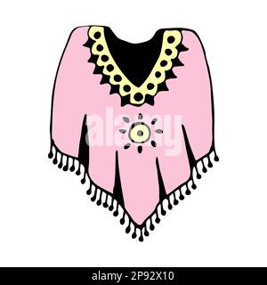 Mexican poncho, cute colorful doodle Stock Vector