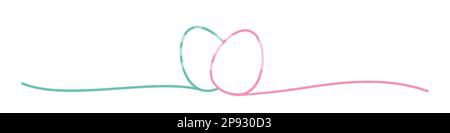 Doodle Easter Eggs line art banner with two colored eggs Stock Vector