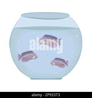 Three fish in an aquarium, colorful illustration Stock Vector
