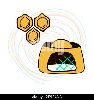 A honeycomb of wax and a beekeeper's hat Stock Vector