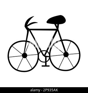Cute simplified bicycle, black illustration on white background Stock Vector