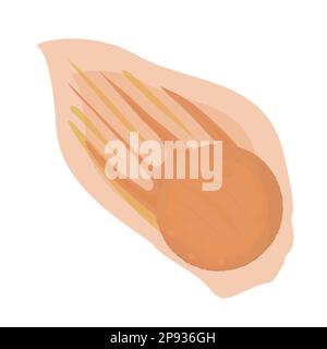 Cute orange comet falling down, monochrome illustration Stock Vector