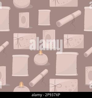 Education, monochrome beige seamless pattern Stock Vector
