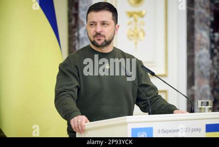 VOLODYMYR ZE;LENSKY , President of Ukraine, in February 2023. Photo:: UPO Stock Photo