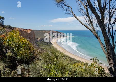 View from the lookout at the Koorie Cultural Walk on Addiscot Beach, Bells Beach, Great Ocean Road, Victoria, Australia Stock Photo