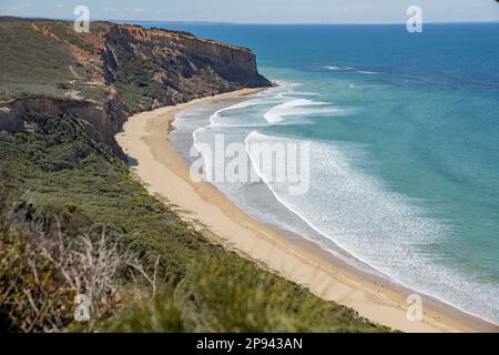 View from the lookout at the Koorie Cultural Walk on Addiscot Beach, Bells Beach, Great Ocean Road, Victoria, Australia Stock Photo