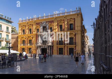 Malaga, Costa del Sol, Malaga Province, Andalusia, southern Spain.  Palacio Episcopal or Bishop's Palace in Plaza del Obispo.  Construction started in Stock Photo