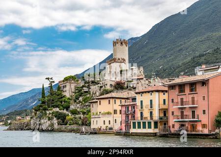 Scaligero Castle, Castello Scaligero, built 1620, Malcesine, Lake Garda, Italy, Europe Stock Photo