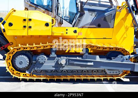 Tracked construction machinery on exhibition Stock Photo
