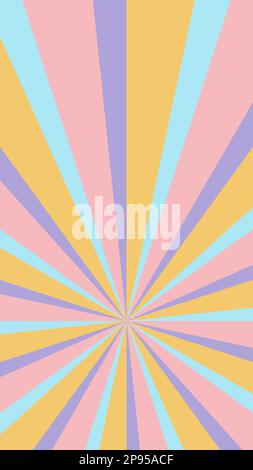 Groovy retro burst sun rays background. Vintage colorful abstract geometric pattern. Vector summer hippie carnival illustration for poster, flyer Stock Vector