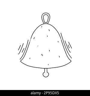 Cute doodle icon of ringing bell. Sketch style hand drawn illustration isolated on white background. Stock Vector