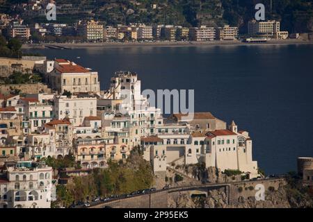 The Italian coastal town of Amalfi viewed from the neighbouring hillside. Amalfi coast, Italy Stock Photo