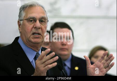 Former House Majority Leader Dick Armey, R-Texas, left, speaks against a  proposed tobacco tax increase at the Arkansas state Capitol in Little Rock,  Ark., as Arkansas House Minority Leader Rep. Bryan King,