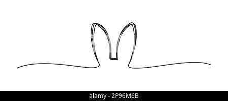 Doodle Easter bunny ears scribble banner hand drawn with thin line Stock Vector