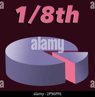 Here is pie chart showing a slice of pie that represents one-eighth (1/8th) of the pie. This is a 3d-illustration isolated Stock Photo