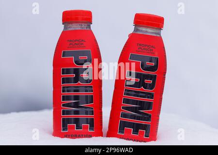 Prime Hydration drink which some retailers were selling for £100 per bottle after becoming popular with children and leaving shelves empty Stock Photo