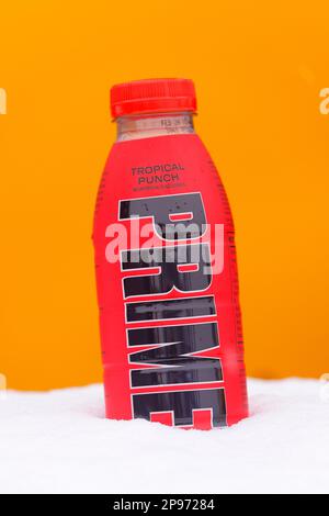 Prime Hydration drink which some retailers were selling for £100 per bottle after becoming popular with children and leaving shelves empty Stock Photo