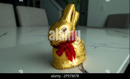 March 9 2023- Lindt Gold Bunny Milk Chocolate in Surrey, British Columbia Canada Stock Photo