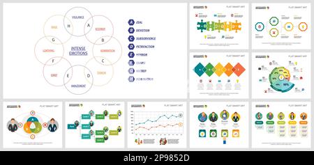 Fantastic colorful diagram template set Stock Vector