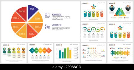 Collage of creative business infographic diagrams for management Stock Vector