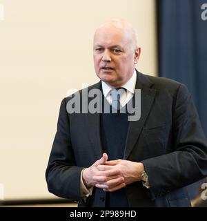 Rt Hon Sir Iain Duncan Smith the Conservative MP for Chingford and Woodford Green giving a speech. London - 10th March 2023 Stock Photo
