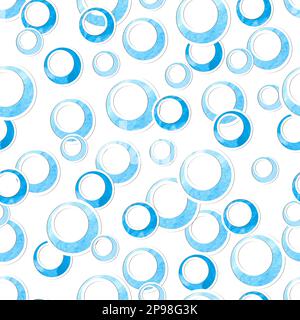 Seamless blue circles pattern. Vector abstract background with watercolor bubbles. Stock Vector