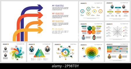 Collage of graphic business infographic diagrams Stock Vector