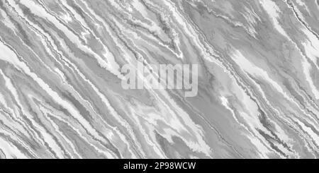 Seamless abstract wavy marbled molten liquid background texture overlay. Modern trendy tileable shiny silver chrome vaporwave glitch turbulence streak Stock Photo