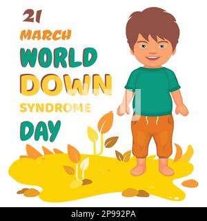 World Down Syndrome Day. disabled kid complex genetic disorders. vector illustration Stock Vector