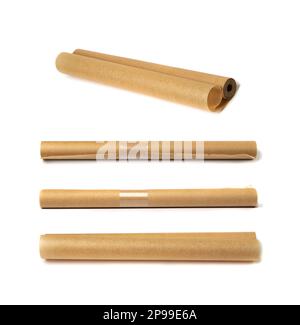 Roll of Beige Wrapping Paper on a White Background. Stock Photo - Image of  craft, flexible: 180926970