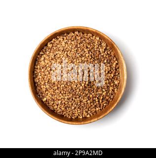 Raw Buckwheat Pile Isolated, Dry Buck Wheat Grains, Russian Kasha Heap, Uncooked Buckwheat Cut Out on White Background Top View Stock Photo