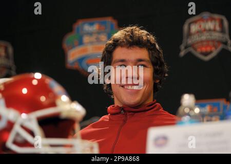 Oklahoma's Heisman winning quarterback Sam Bradford smiles while fielding  questions from reports during a news conference Saturday, Jan 3, 2009 in  Fort Lauderdale, Fla. Florida plays Oklahoma in the BCS Championship NCAA