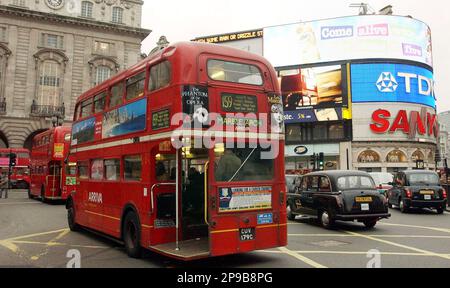 Traditional Routemaster bus at Piccadilly, London, England Stock Photo ...