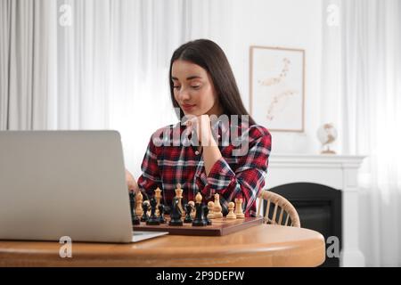 Woman Playing Chess with a Friend in Video Chat Stock Image - Image of  everyday, call: 195688261