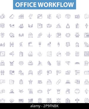 Office workflow line icons signs set. Design collection of Workflow ...