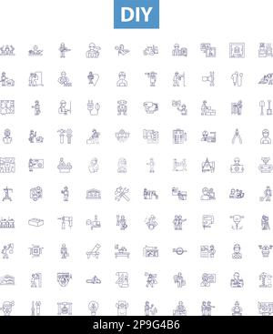 Handyman line vector icons and signs. Fixer, Repairer, Craftsman ...