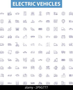 Electric vehicles line icons signs set. Design collection of Electric ...
