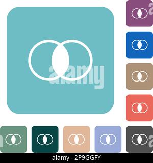Overlapping elements white flat icons on color rounded square backgrounds Stock Vector