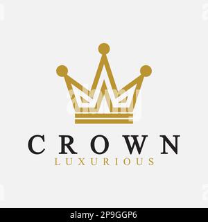 Crown Logo Vector Template,linear crown icons. Royal, luxury symbol. King, queen abstract geometric logo. Stock Vector