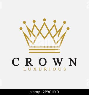 Crown Logo Vector Template,linear crown icons. Royal, luxury symbol. King, queen abstract geometric logo. Stock Vector