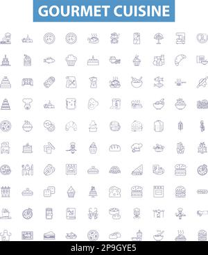 Gourmet cuisine line icons signs set. Design collection of Gourmet ...