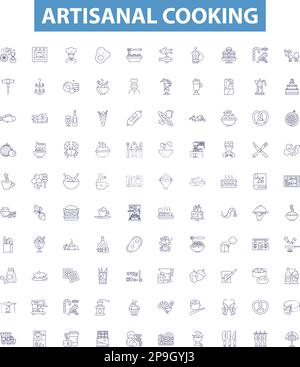 Artisanal cooking line icons signs set. Design collection of ...