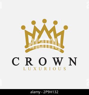 Crown Logo Vector Template,linear crown icons. Royal, luxury symbol. King, queen abstract geometric logo. Stock Vector