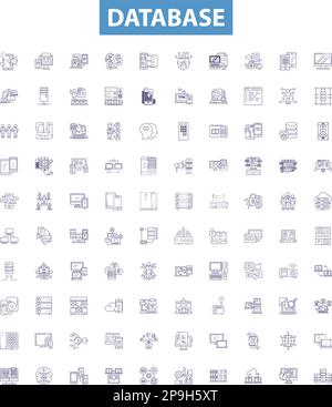 relational database line icon, outline symbol, vector illustration ...
